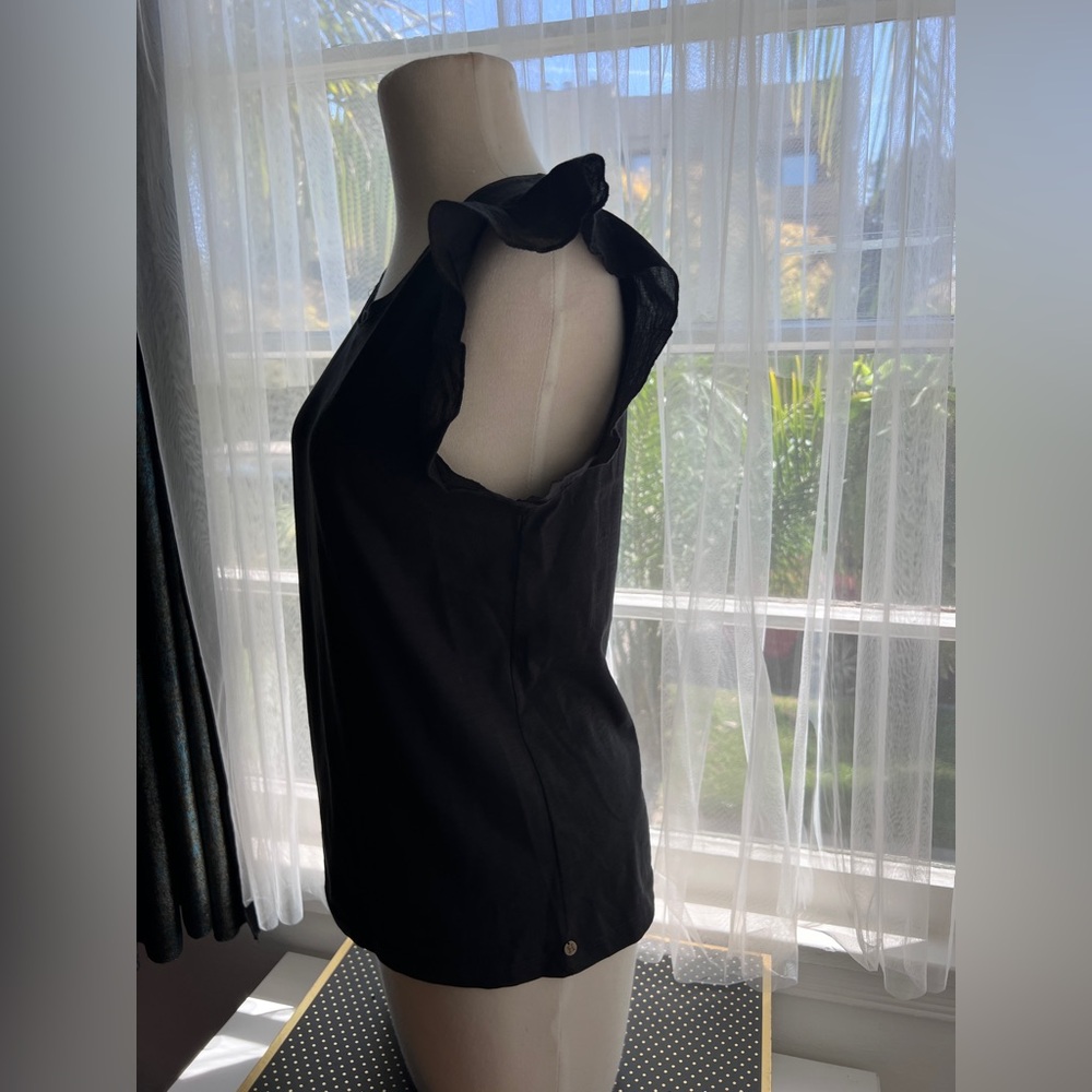 Black Ruffle Sleeve Top - Picture 2 of 7
